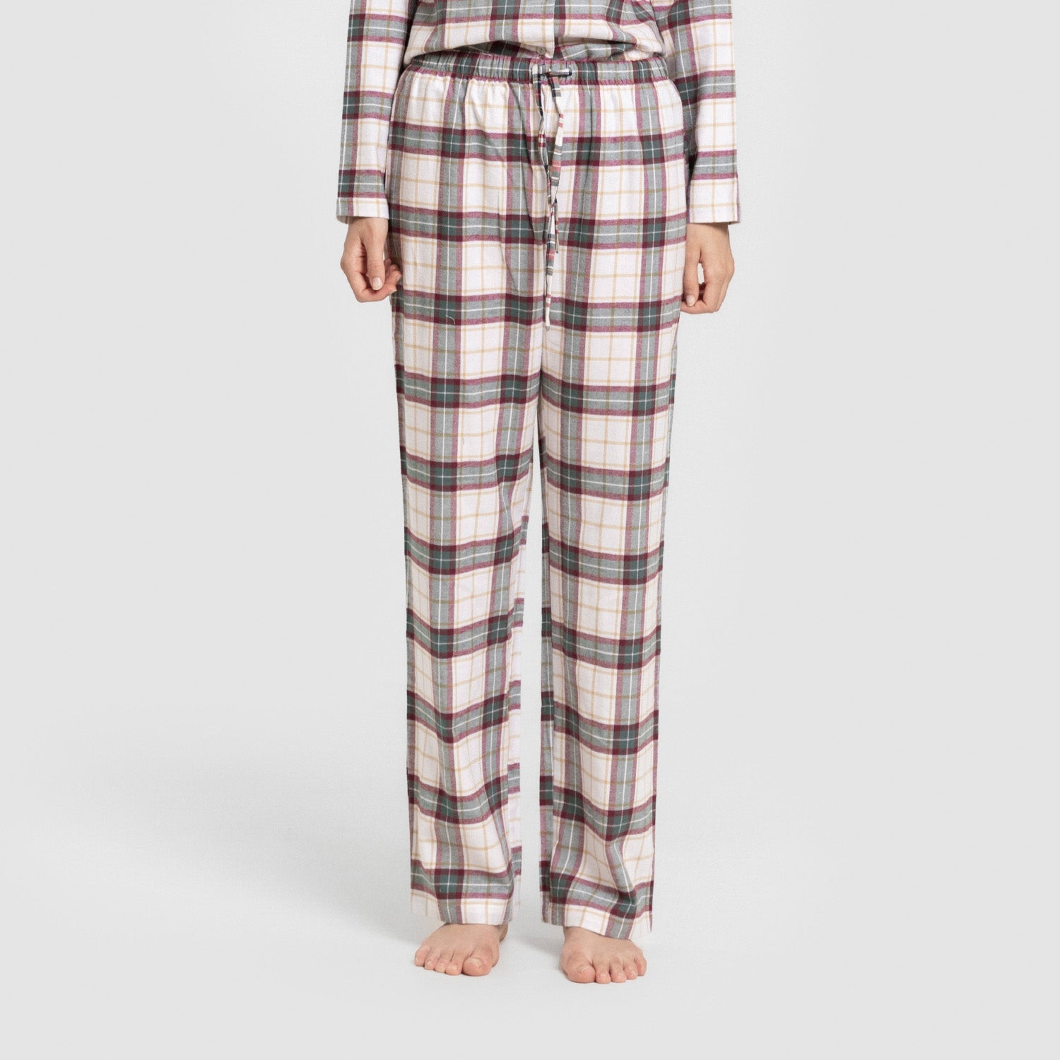 Pijama franela manga larga camisero mujer Cuadro Fiorile verde