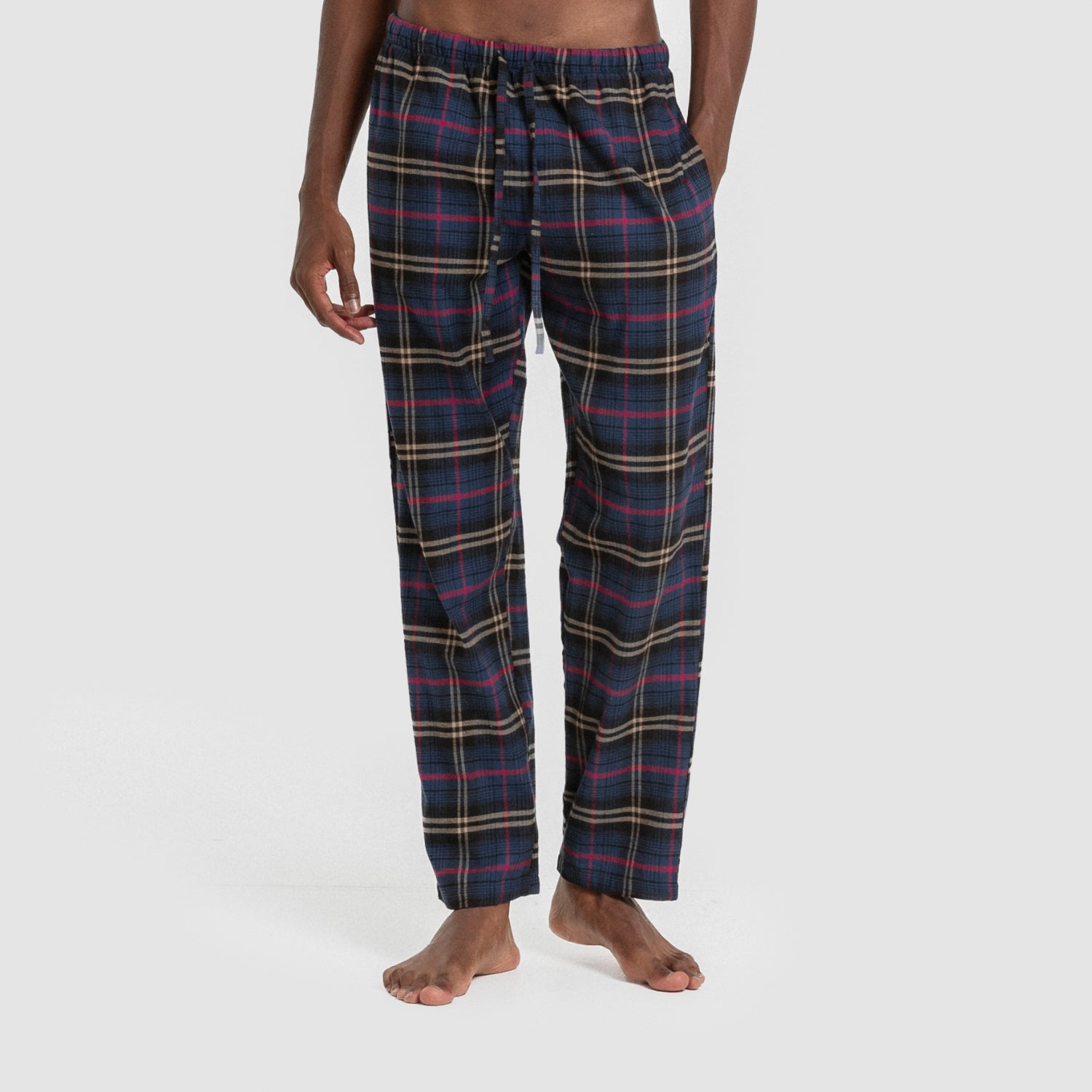 Pijama franela manga larga camisero hombre Cuadro Tejada azul