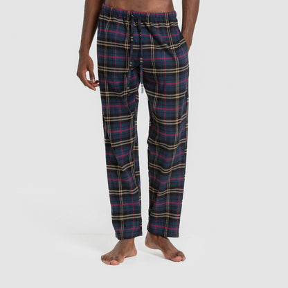 Pijama franela manga larga camisero hombre Cuadro Tejada azul