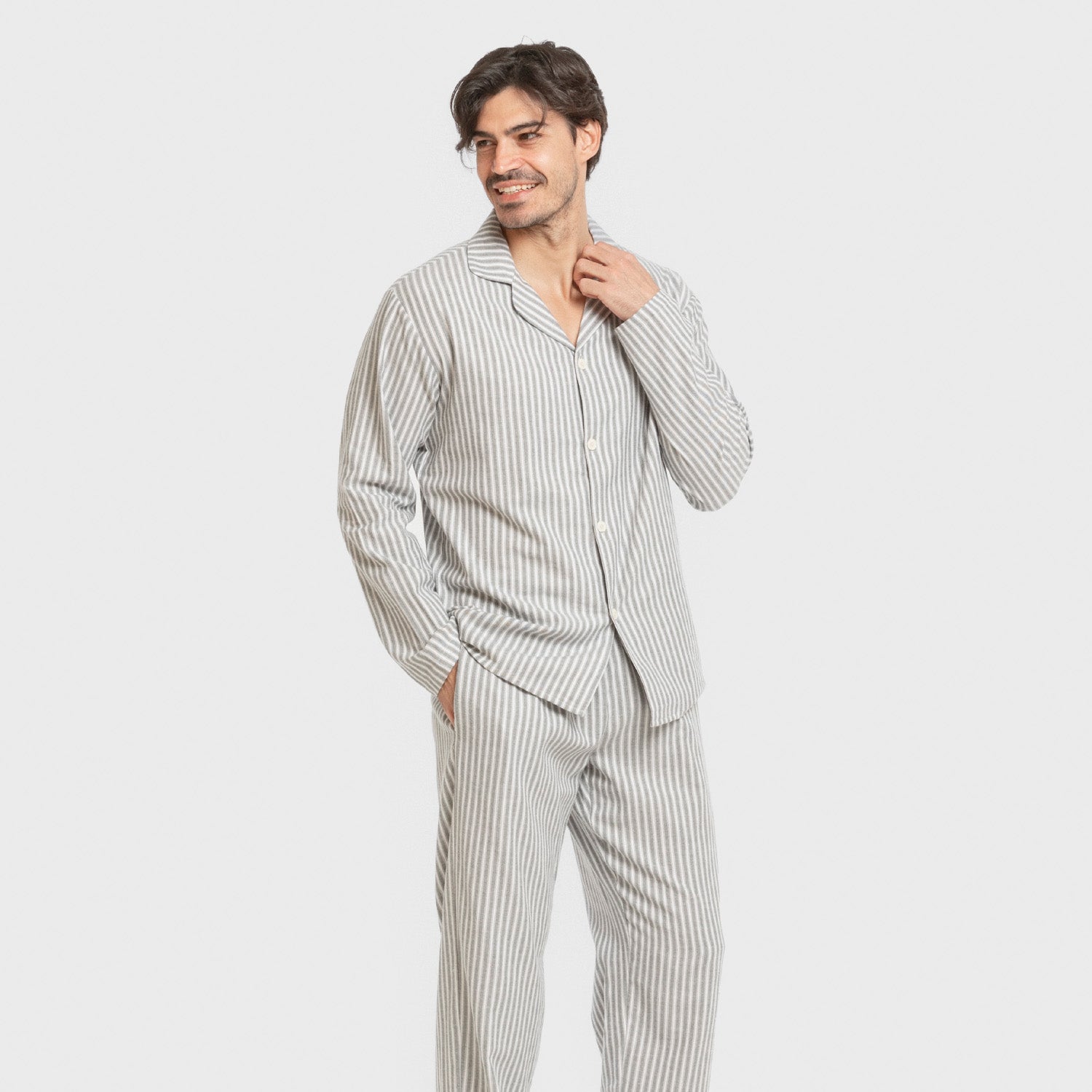 Pijama franela manga larga camisero hombre Raya Ceballos verde