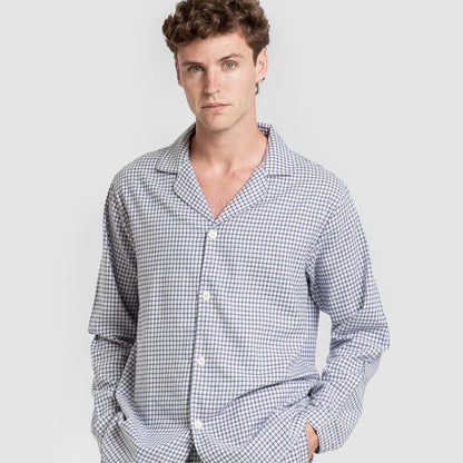 Pijama franela manga larga camisero hombre Cuadro Saul azul