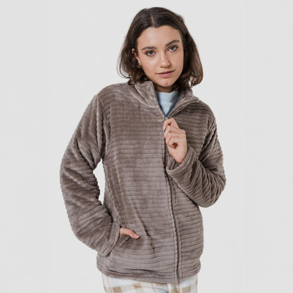 Sweat-shirt en velours à rayures unies
