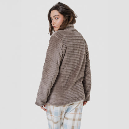 Sweat-shirt en velours à rayures unies