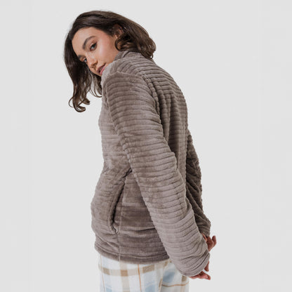 Sweat-shirt en velours à rayures unies