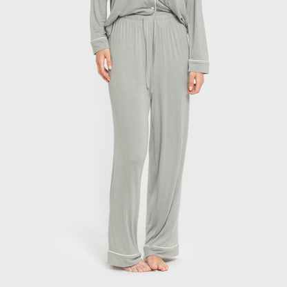 Pijama manga larga camisero viscosa punto mujer Verde Keike