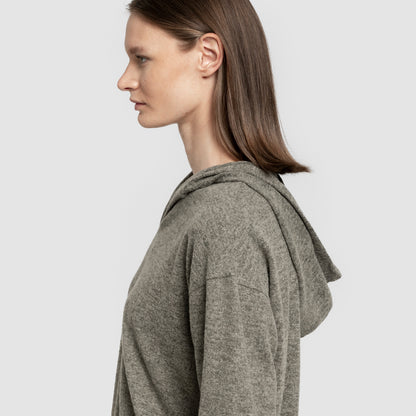 Sudadera capucha new punto extra suave mujer verde