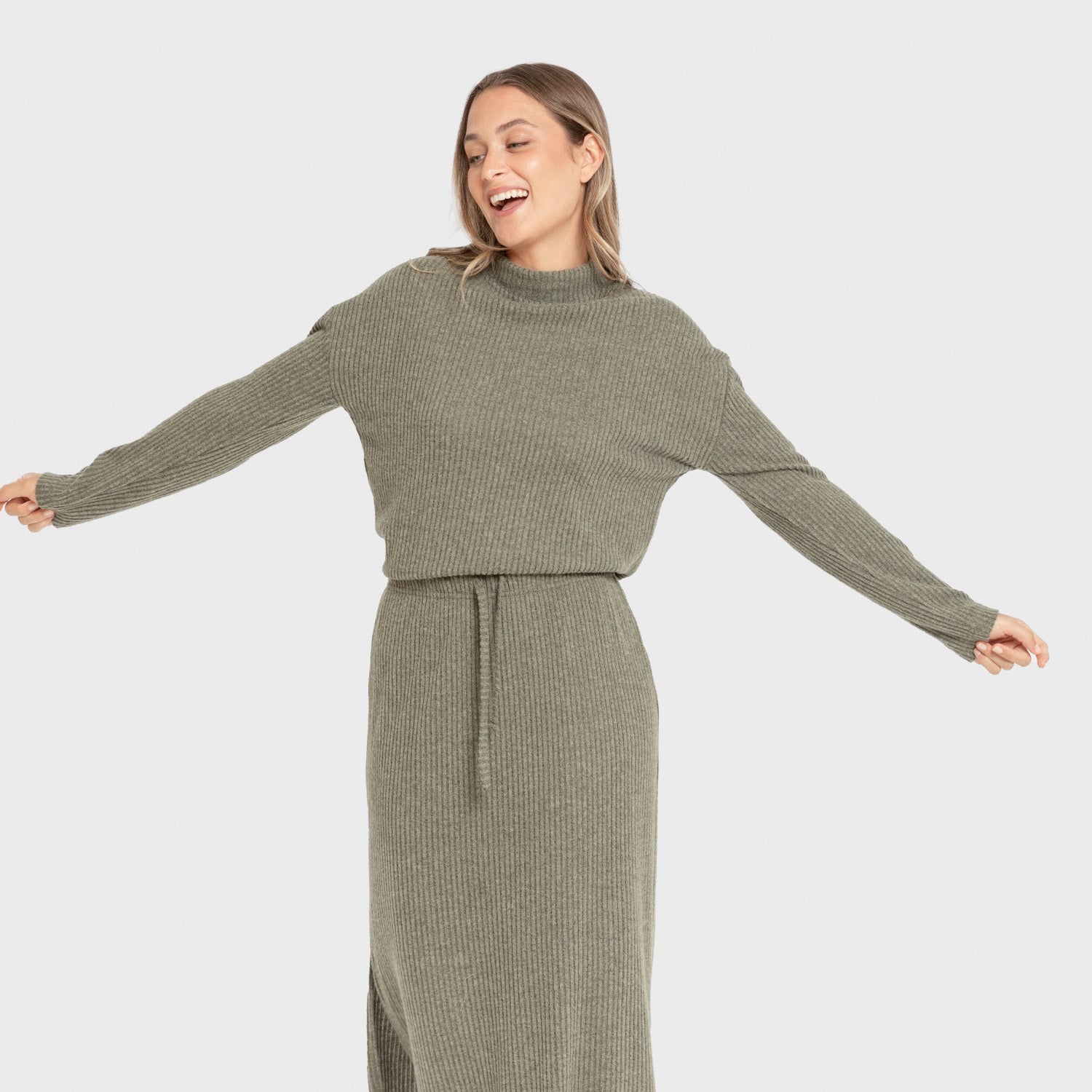 Jersey cuello subido rib canalé mujer