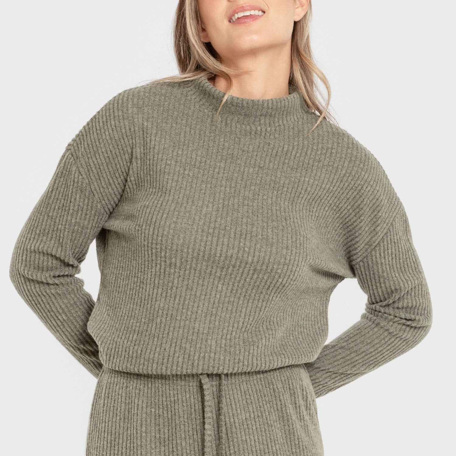 Jersey cuello subido rib canalé mujer