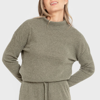 Jersey cuello subido rib canalé mujer