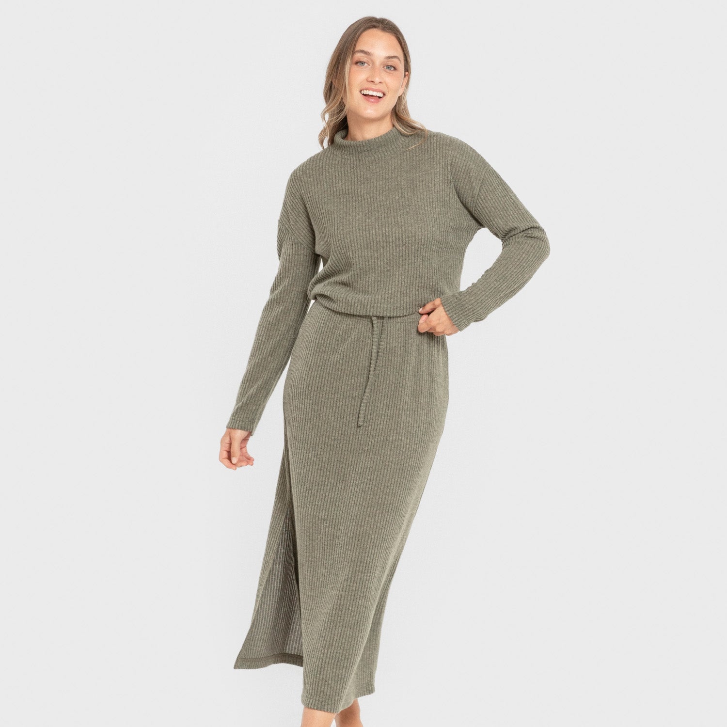 Jersey cuello subido rib canalé mujer