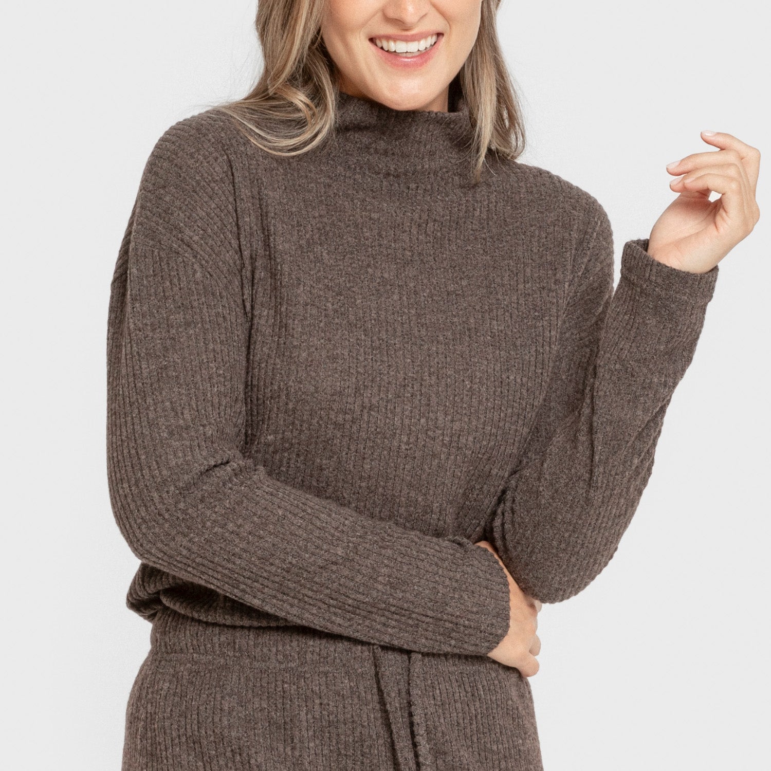 Jersey cuello subido rib canalé mujer