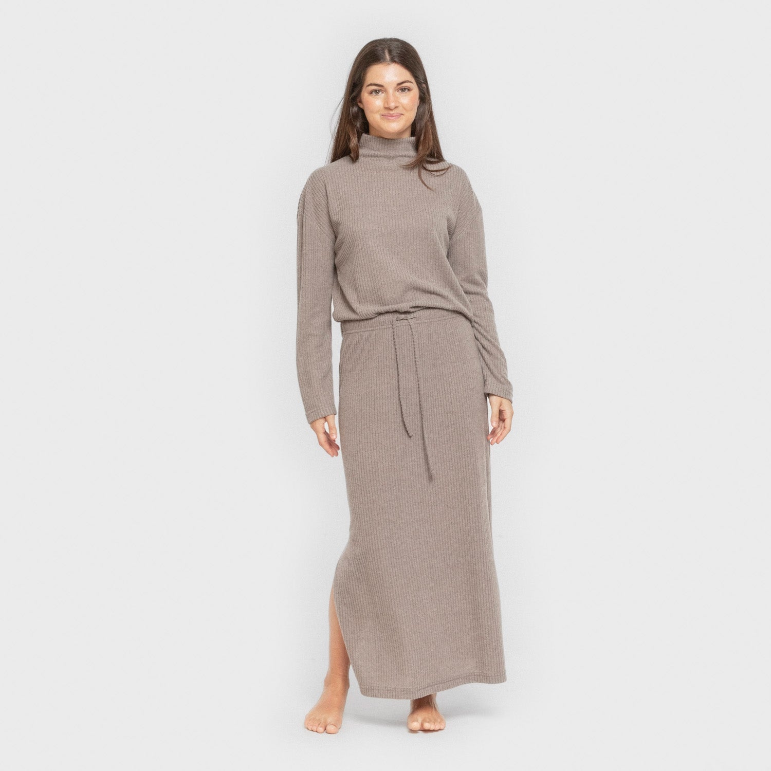 Jersey cuello subido rib canalé mujer