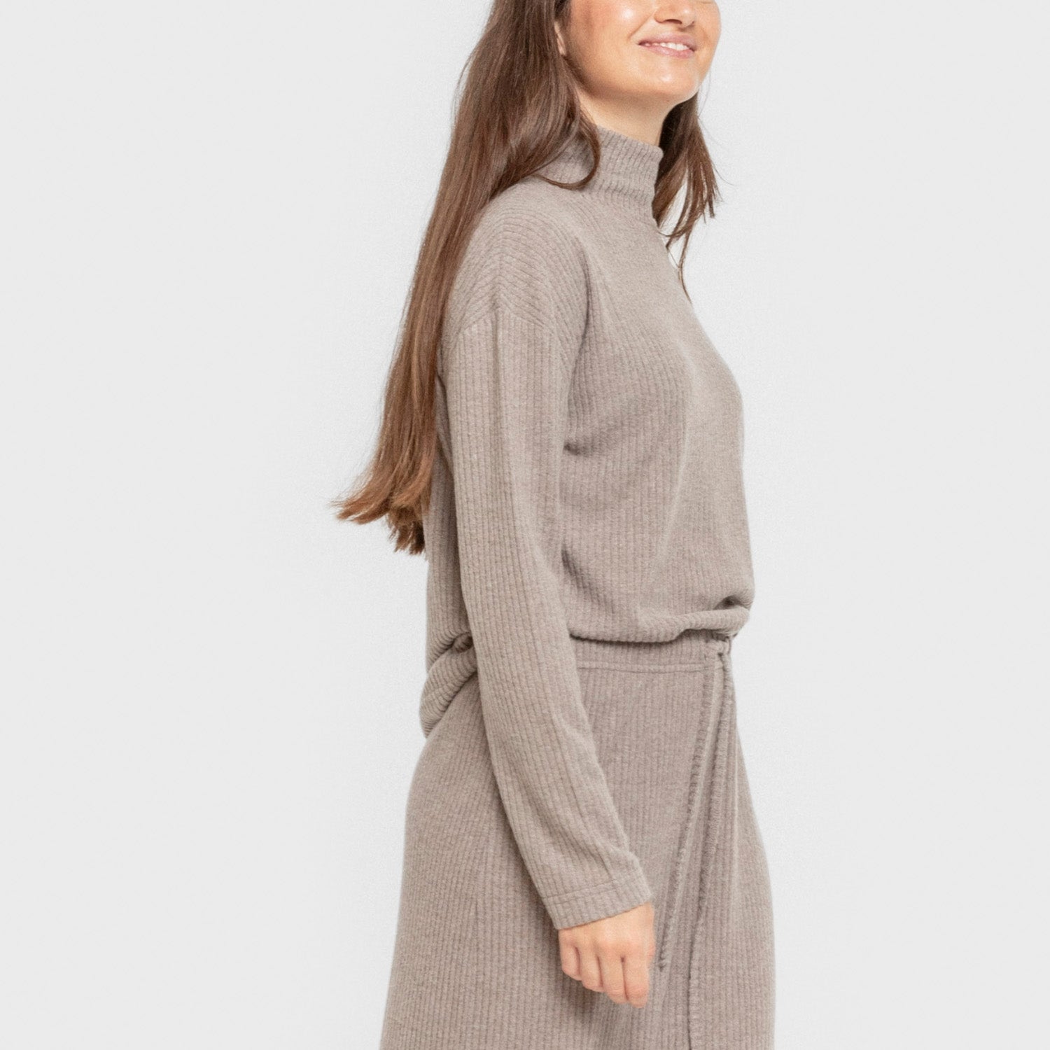 Jersey cuello subido rib canalé mujer