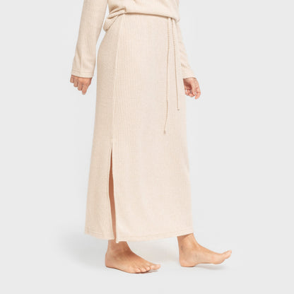 Falda midi rib canalé mujer