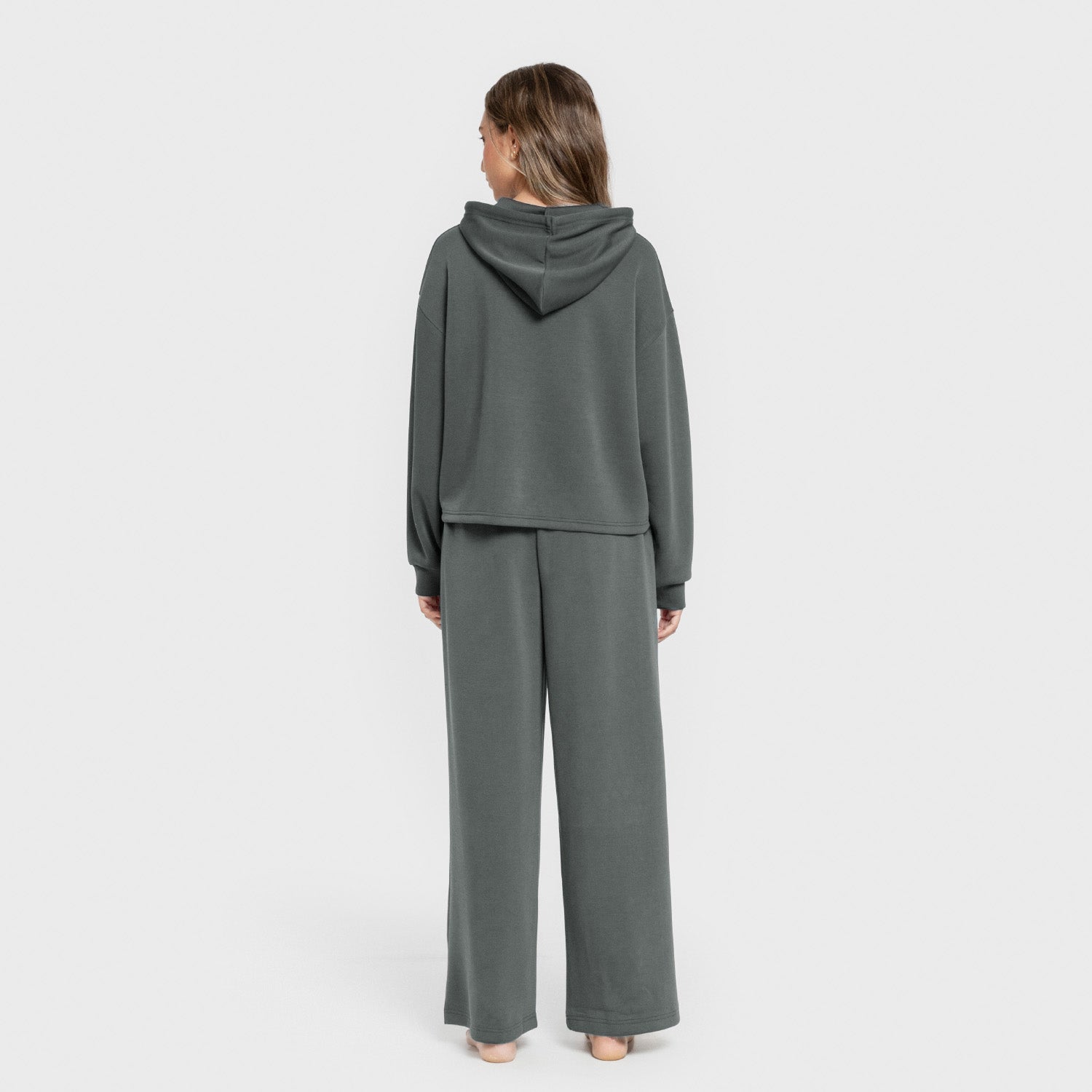 Sudadera capucha estilo modal mujer azul agua