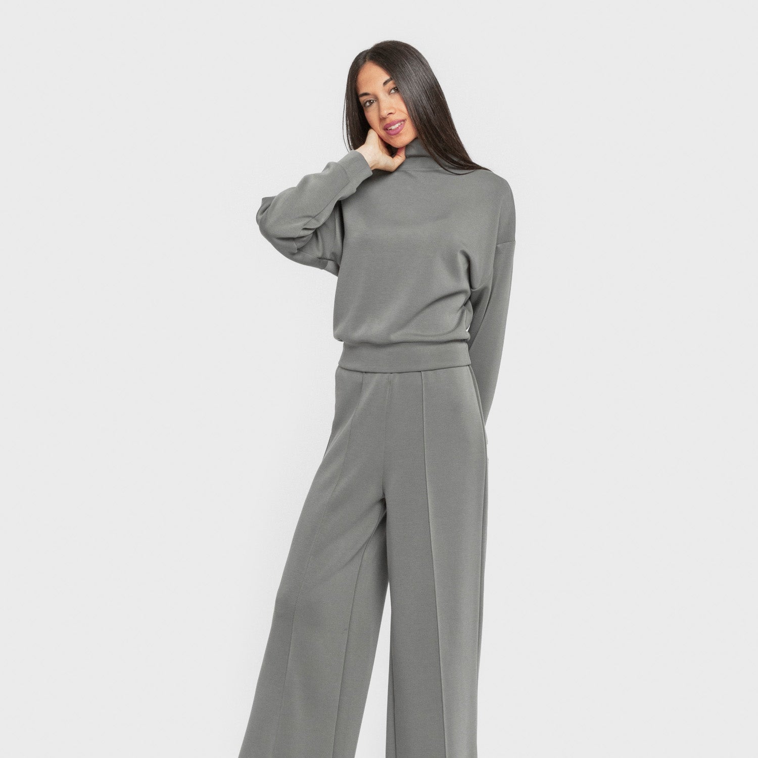 Pantalón largo pinzas estilo modal mujer