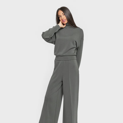 Sudadera cuello subido estilo modal mujer azul agua