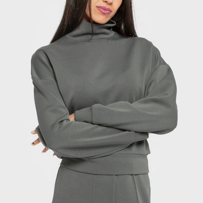 Sudadera cuello subido estilo modal mujer azul agua