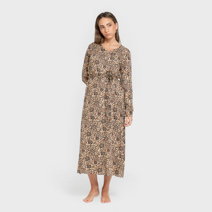 Vestido midi manga larga pico viscosa Sophie