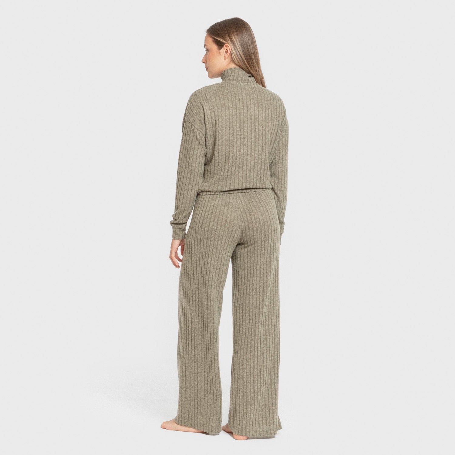 Pantalón largo ancho 4x2 canalé mujer