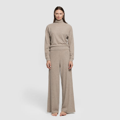 Jersey cuello subido rib canalé mujer