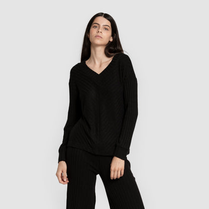 Jersey pico polyamide canalé mujer