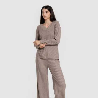 Pantalón largo polyamide canalé mujer