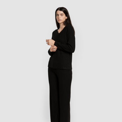 Pantalón largo polyamide canalé mujer