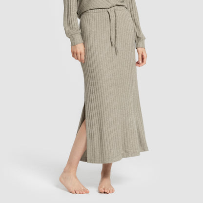 Falda midi polyamide canalé mujer