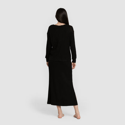 Falda midi polyamide canalé mujer