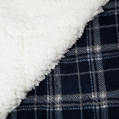 Manta sherpa Cuadro Brais azul marinho