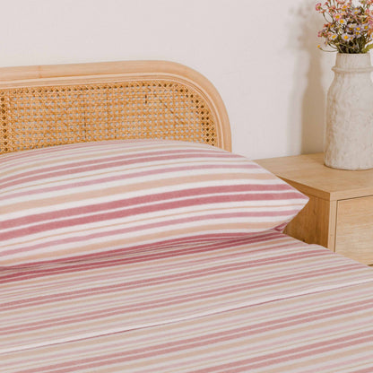 Juego de sábanas pirineo Raya Caléndula malva rosa