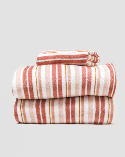 Juego de sábanas coralina Raya Calendula malva rosa