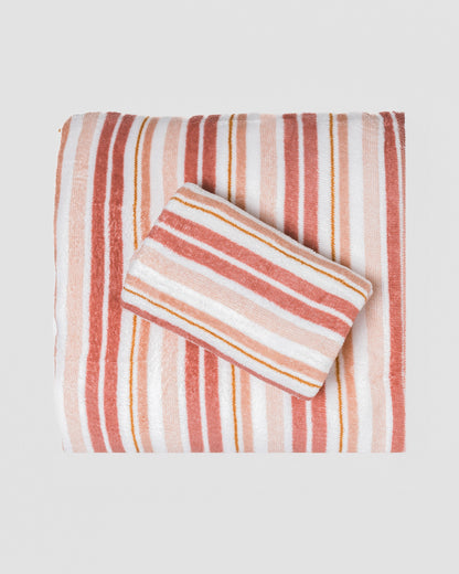 Juego de sábanas coralina Raya Calendula malva rosa