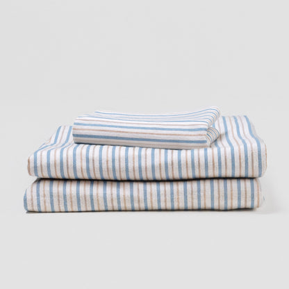 Jogo de lençóis flanela Raya Benet areia - índigo