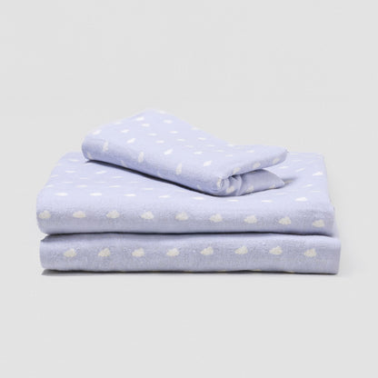 Juego de sábanas franela Nubecita celeste