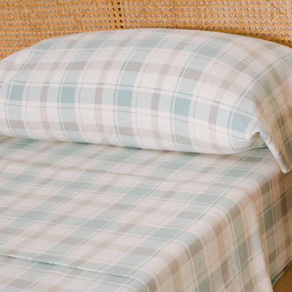Juego de sábanas franela Cuadro Noric verde