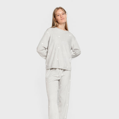 Pigiama in velluto super soft da donna hearts grigio