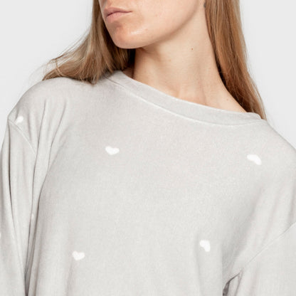 Pigiama in velluto super soft da donna hearts grigio