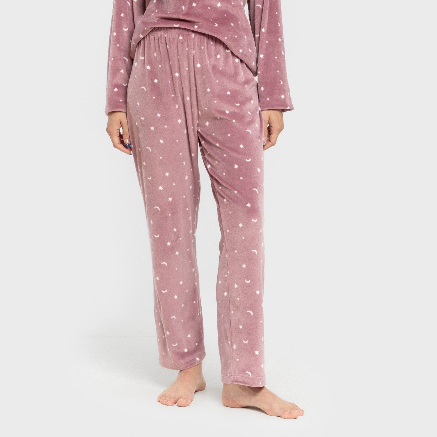 Pijama terciopelo super soft mujer Ambarina malva rosa
