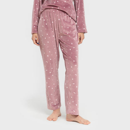 Pijama terciopelo super soft mujer Ambarina malva rosa