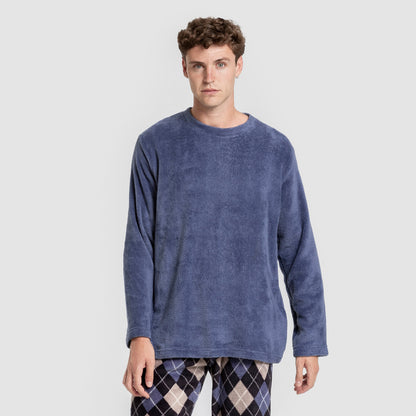 Pijama coral hombre Cuadro Roldan azul