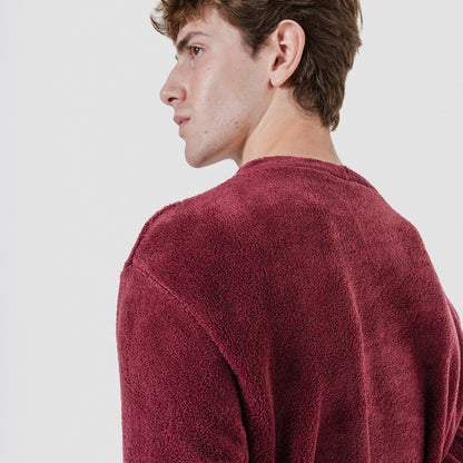 Pijama coral hombre Cuadro Tarso burdeos