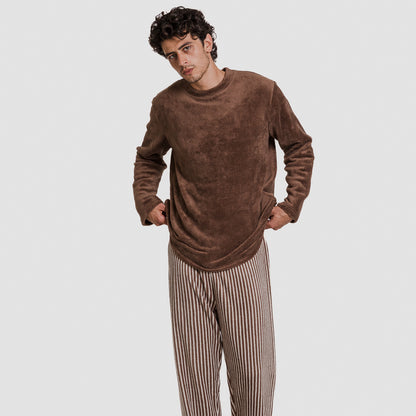 Pijama coral hombre Raya Justin Marrón