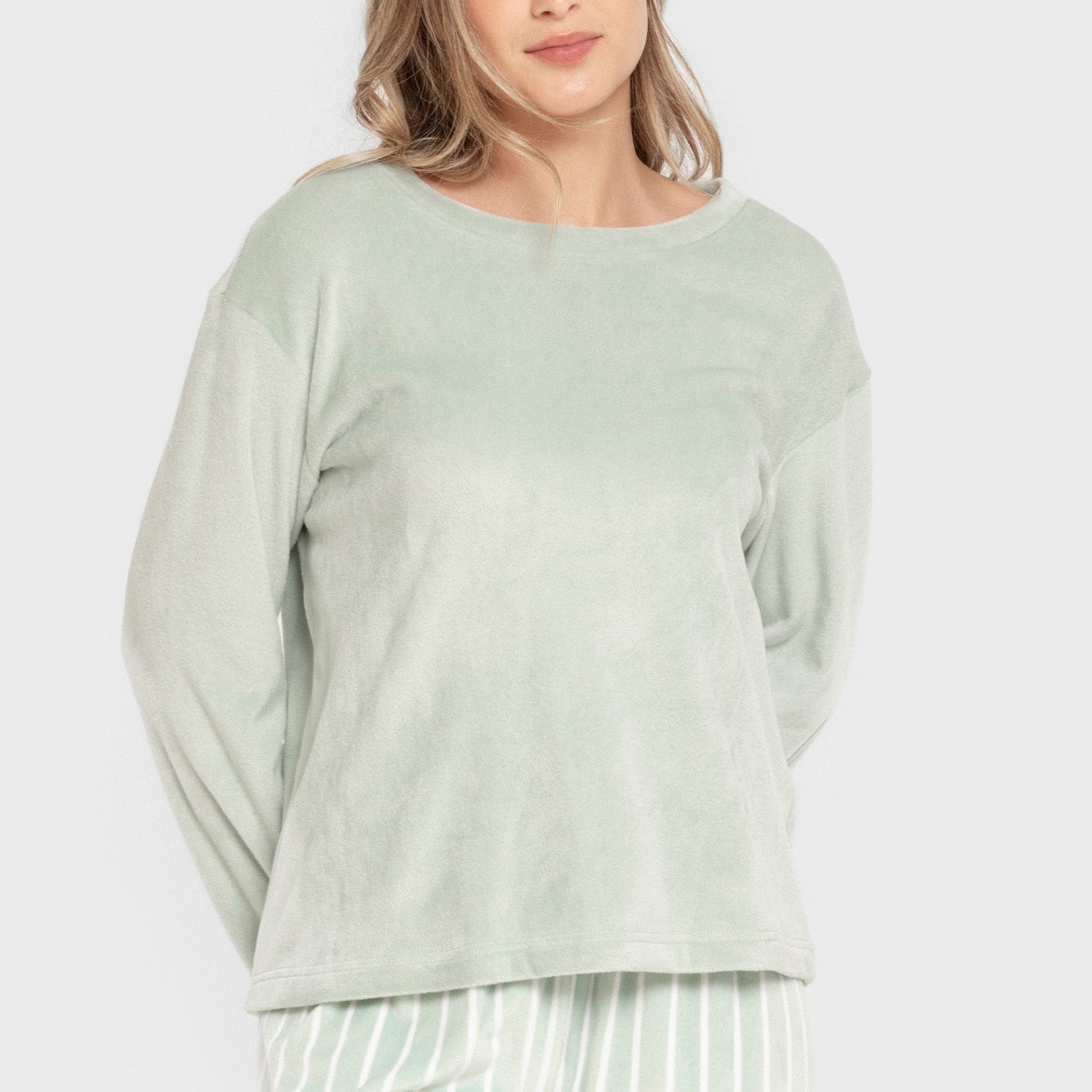 Pijama terciopelo super soft mujer Raya Astria verde tiffany