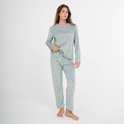 Pijama Terciopelo Super Soft Mujer Nemo Verde Cacería
