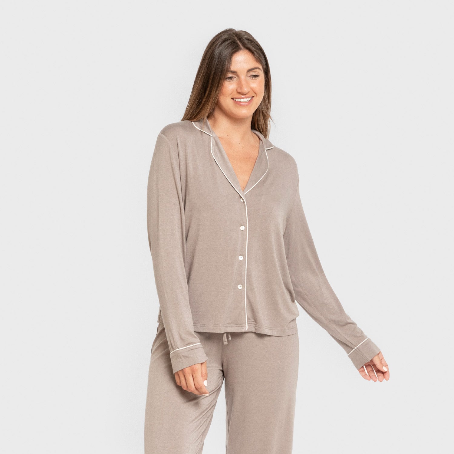 Pijama manga larga camisero viscosa punto mujer Vison