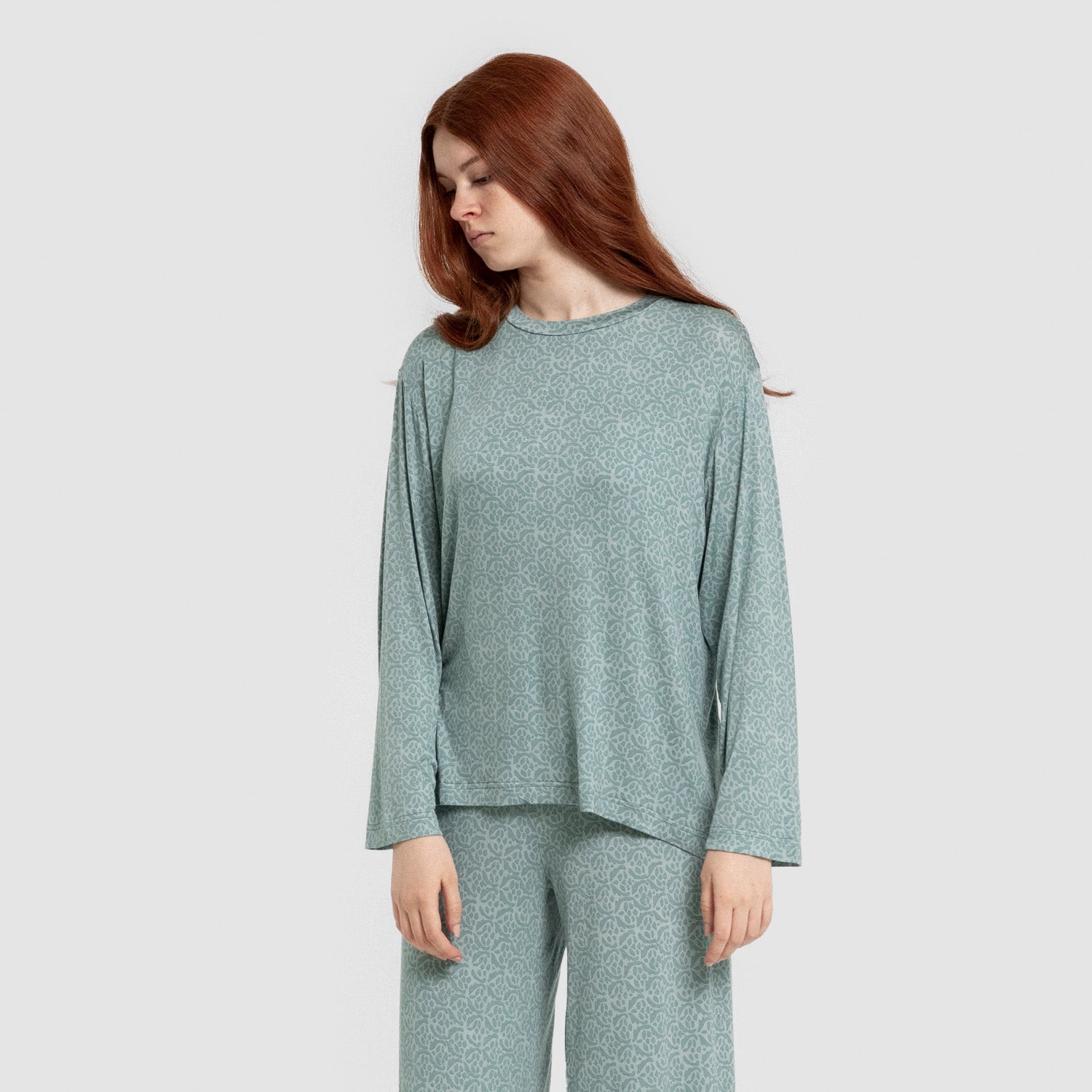Pijama largo viscosa mujer Virgo verde agua