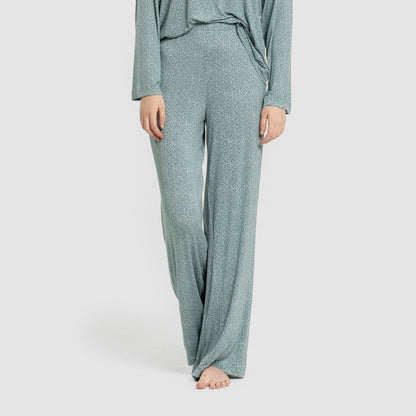 Pijama largo viscosa mujer Virgo verde agua