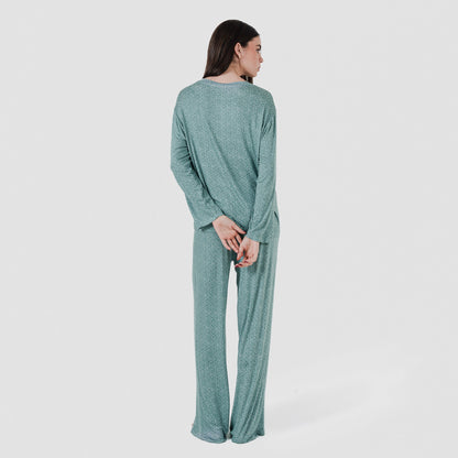 Pijama largo viscosa mujer Virgo Verde Agua